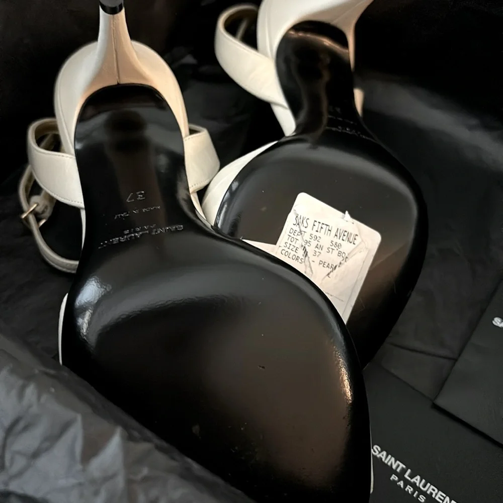 ‼️SAINT LAURENT -Tot Leather Sandal-Pearl 2021 - Picture 7 of 10